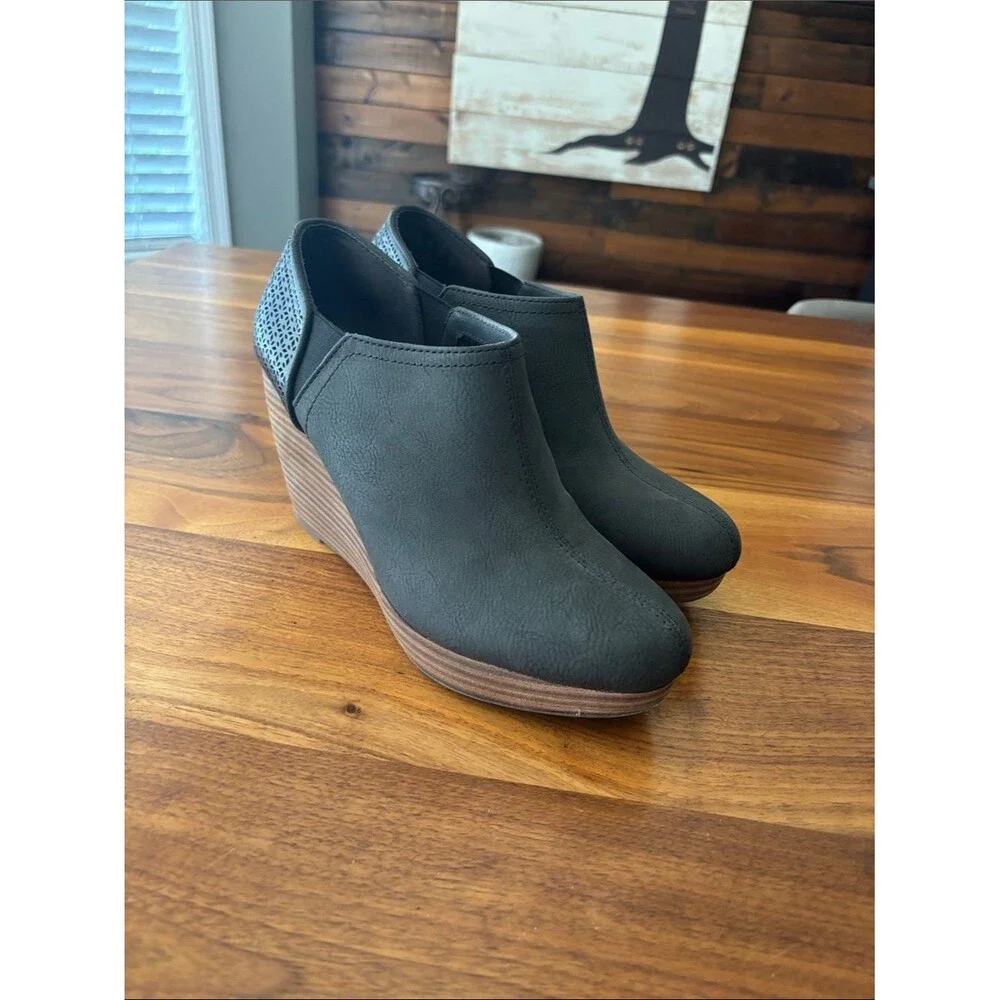 Dr Scholl’s Black Charcoal Harlow Wedge Booties Size 10